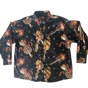 Clearwater Outfitters Shirt Mens XXL 2XL Black Long Sleeves Christmas Guitars